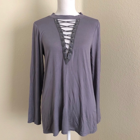 entro Tops - Lace Up Choker Neck Top